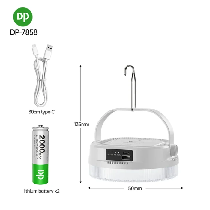 چراغ شارژی سقفی DP مدل 7858 توان 80 وات - Image 2