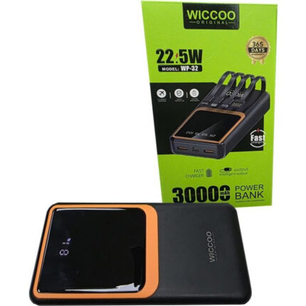 پاوربانک Wiccoo WP32 با ظرفیت30000 میلی‌آمپر ساعت و شارژ سریع