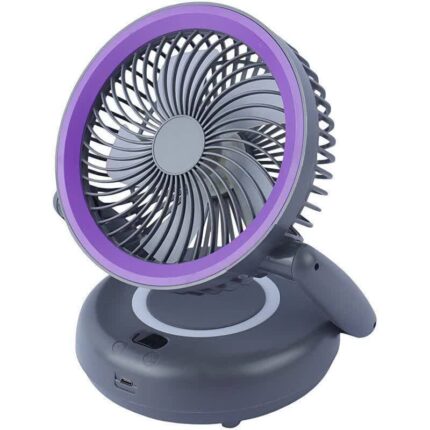 پنکه رومیزی شارژی مدل A14 تاشو چندمنظوره با نور LED و شارژ USB