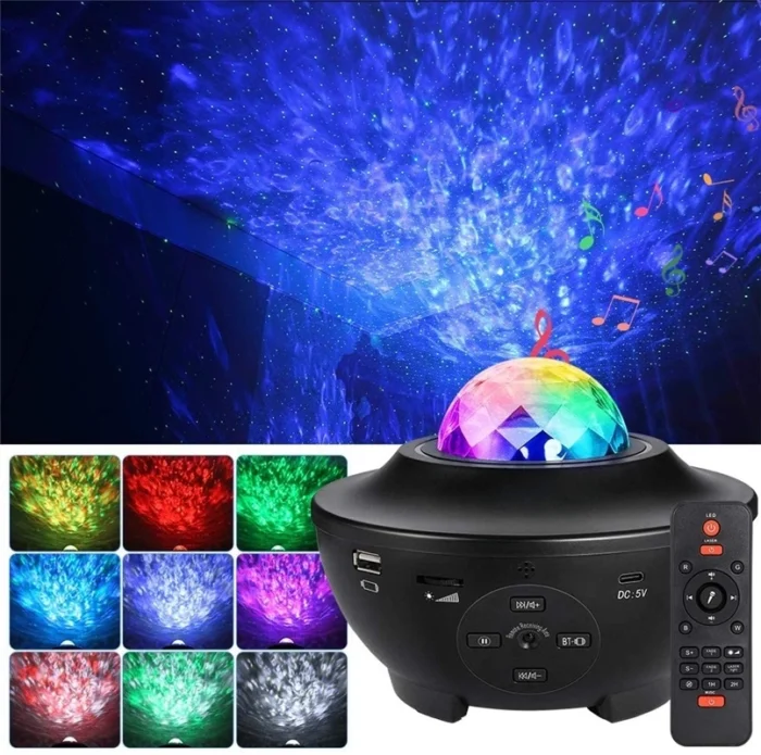 چراغ خواب کهکشانی بلوتوثی Galaxy Star Projector با ریموت کنترل و اسپیکر داخلی
