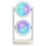 پنکه رومیزی شارژی دو فن مدل FO-990 با نور LED و شارژ USB