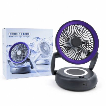 پنکه رومیزی شارژی مدل A14 تاشو چندمنظوره با نور LED و شارژ USB