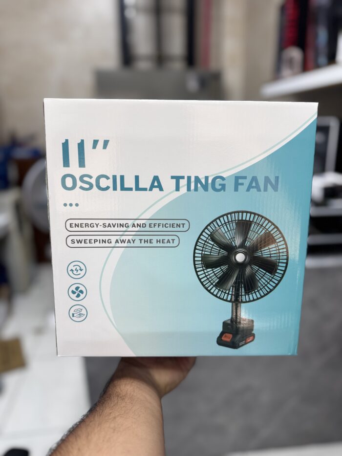 پنکه شارژی 11 اینچی گردان (Oscillating Fan) باتری‌خور - Image 2